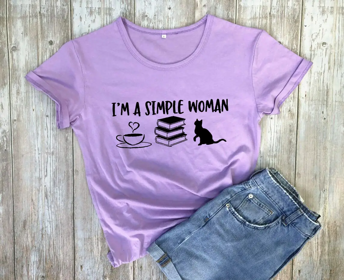 I'm A Simple Woman T-Shirt Coffee Cat Design
