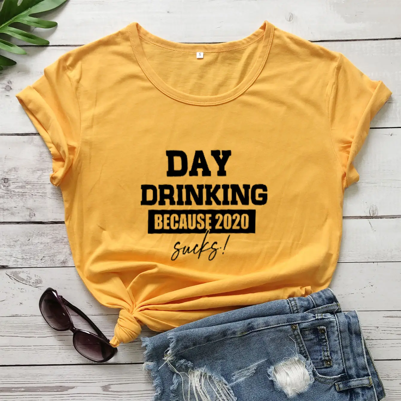 Day Drinking T-Shirt 2020 Buckle Yellow - Image 4