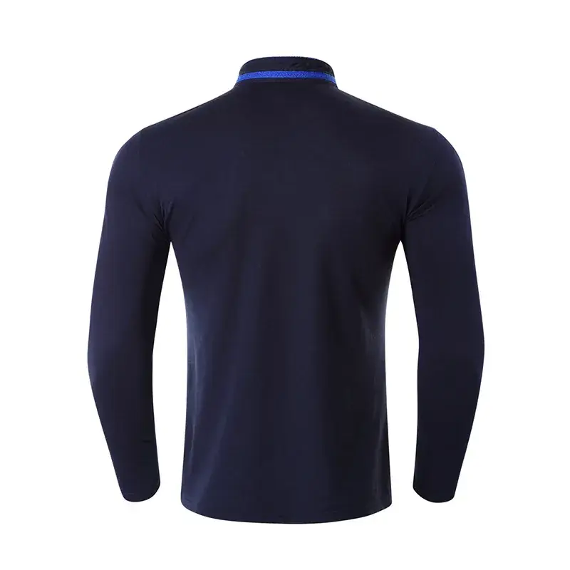 Men Navy Polo Long Sleeve Golf Lapel T-Shirt - Image 5