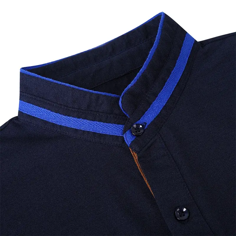 Men Navy Polo Long Sleeve Golf Lapel T-Shirt - Image 6