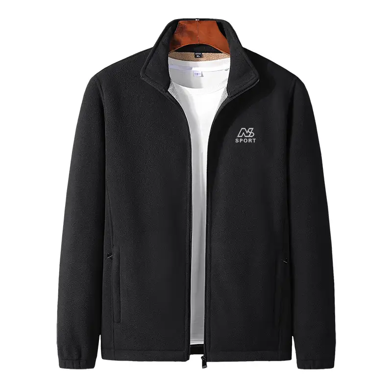 Men's Velvet Fleece Jacket Beige Mid Season Warm