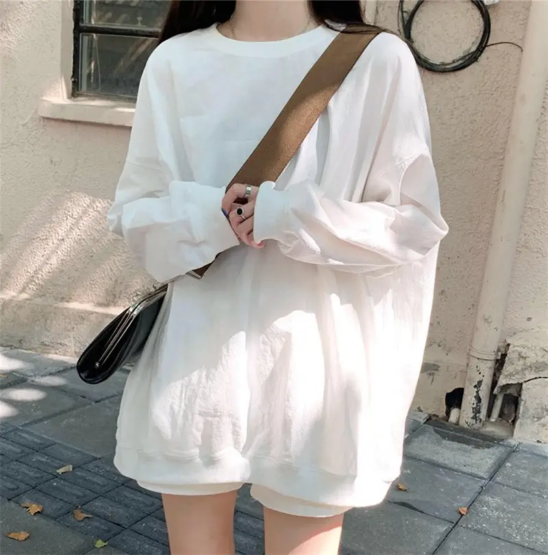 2025 Korean Style Loose White Long Sleeve Sweatshirt Women — feature 13