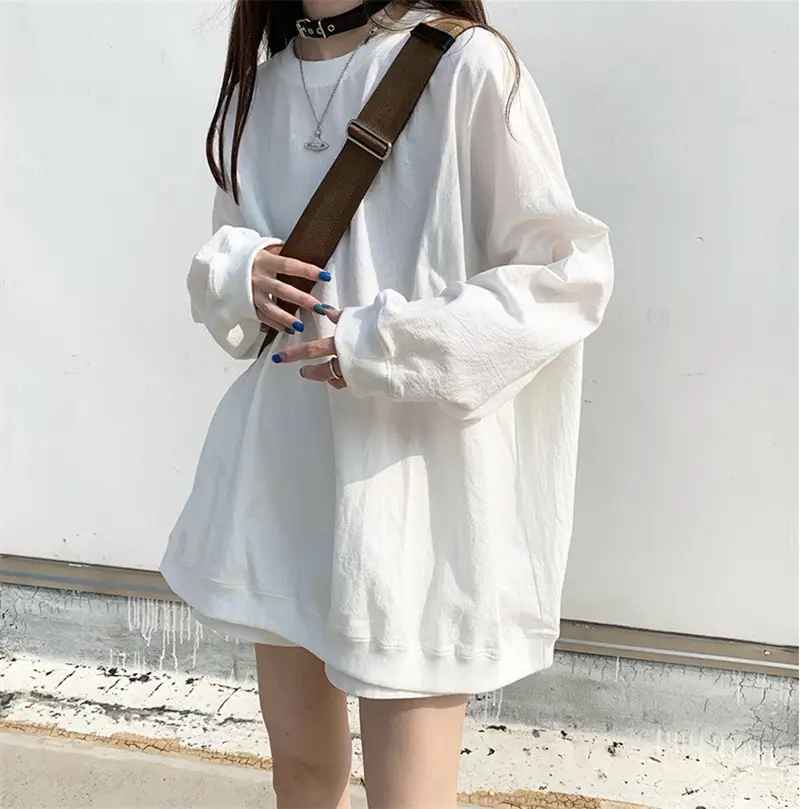 2025 Korean Style Loose White Long Sleeve Sweatshirt Women — feature 2