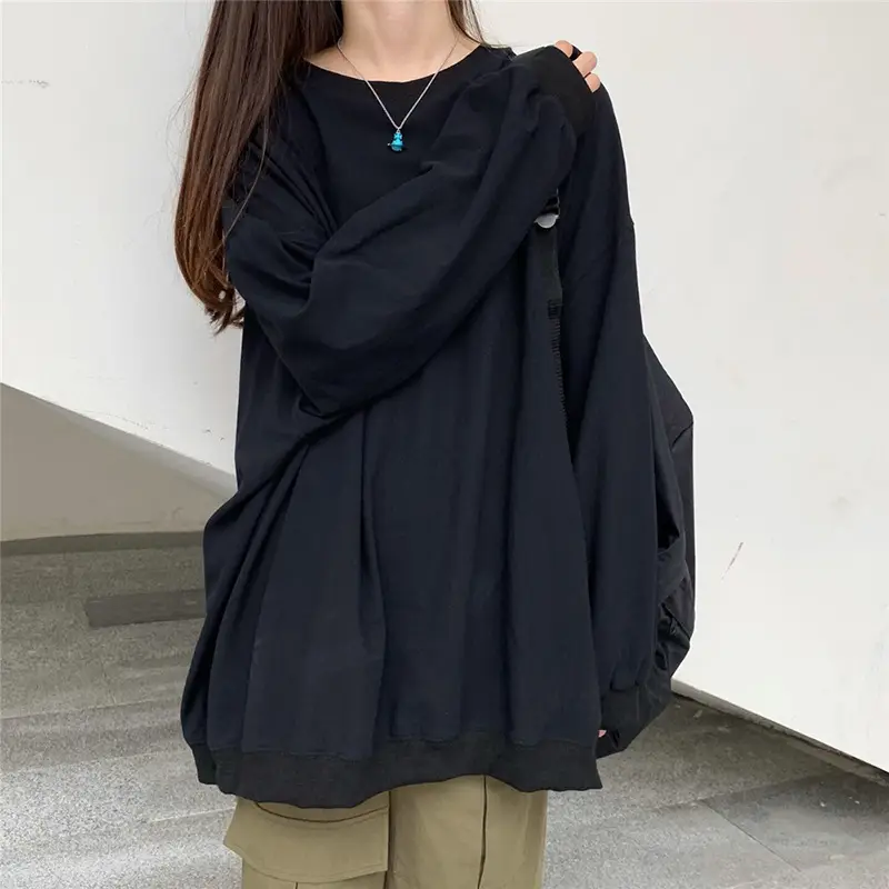 2025 Korean Style Loose White Long Sleeve Sweatshirt Women - Image 2