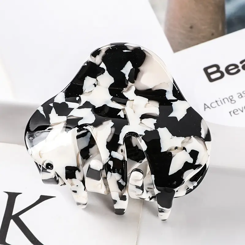 Blue Acrylic Hair Clip for Women Square Top Pony Tail