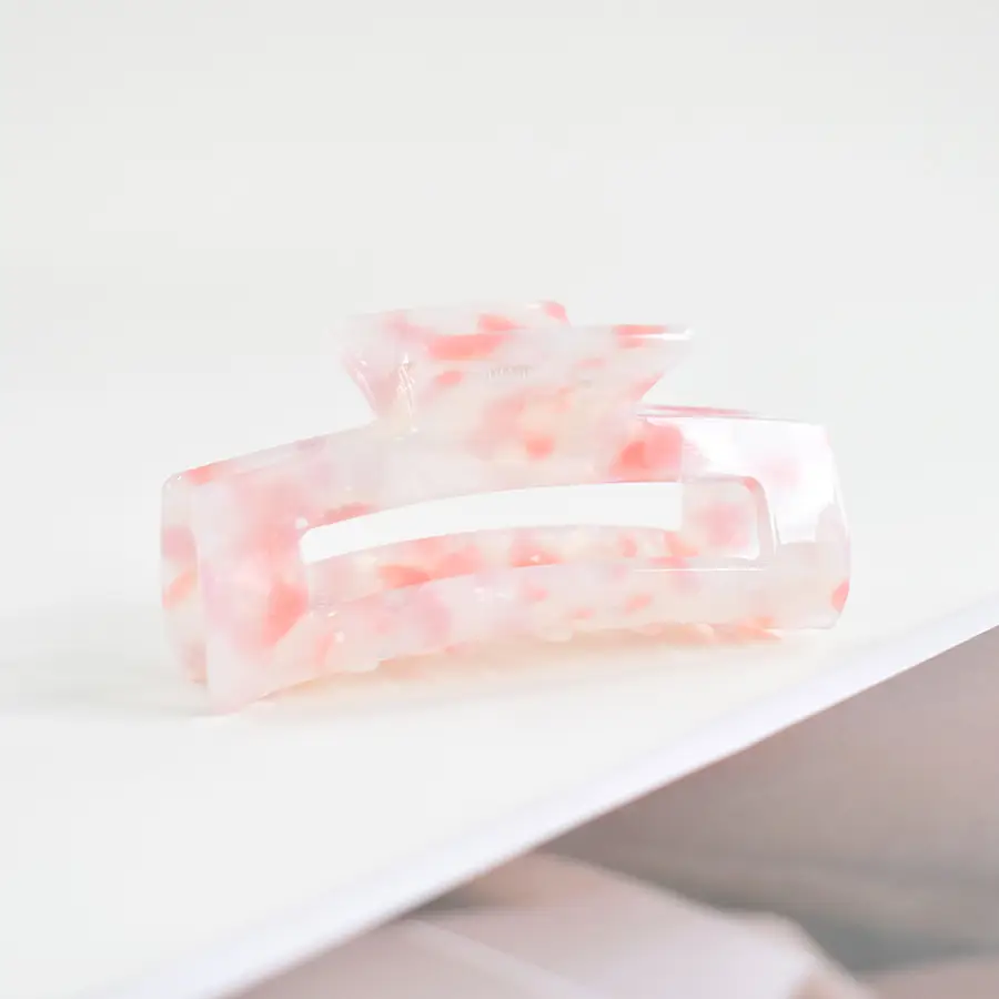 Blue Acrylic Hair Clip for Women Square Top Pony Tail