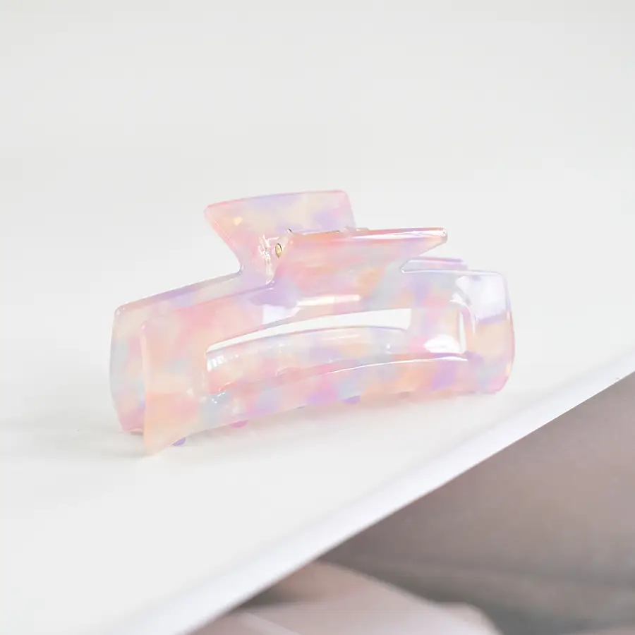 Blue Acrylic Hair Clip for Women Square Top Pony Tail
