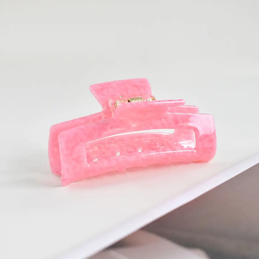 Blue Acrylic Hair Clip for Women Square Top Pony Tail