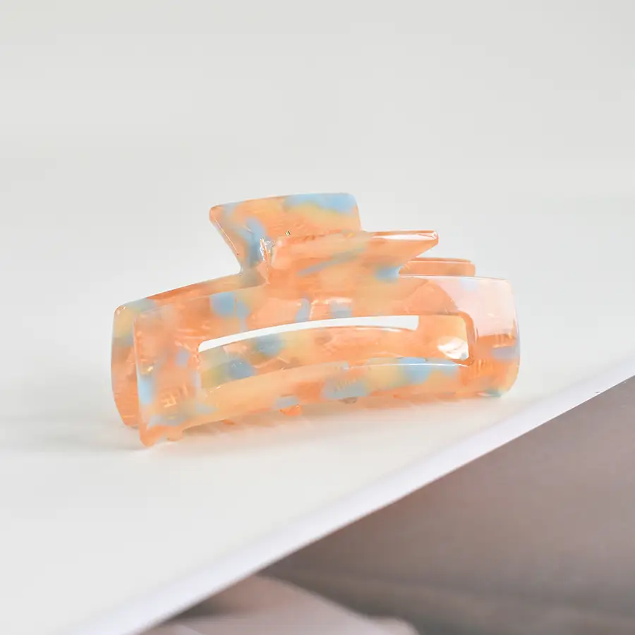 Blue Acrylic Hair Clip for Women Square Top Pony Tail