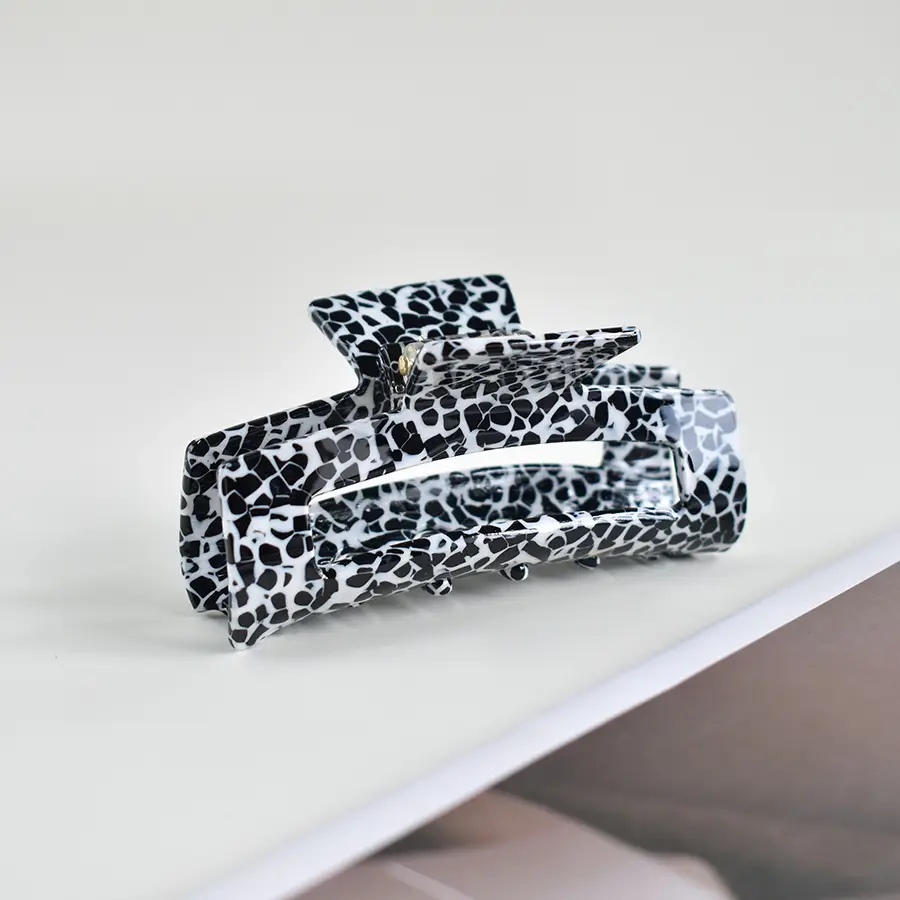 Blue Acrylic Hair Clip for Women Square Top Pony Tail
