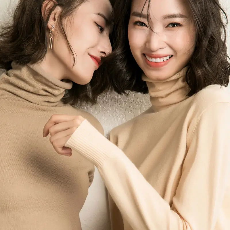Women Wool Blottom High Collar Slimming Shirt White - Image 14