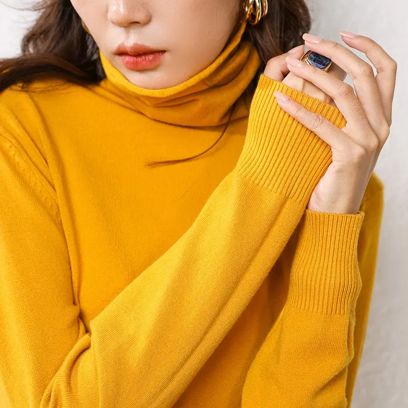 Women Wool Blottom High Collar Slimming Shirt White - Image 5