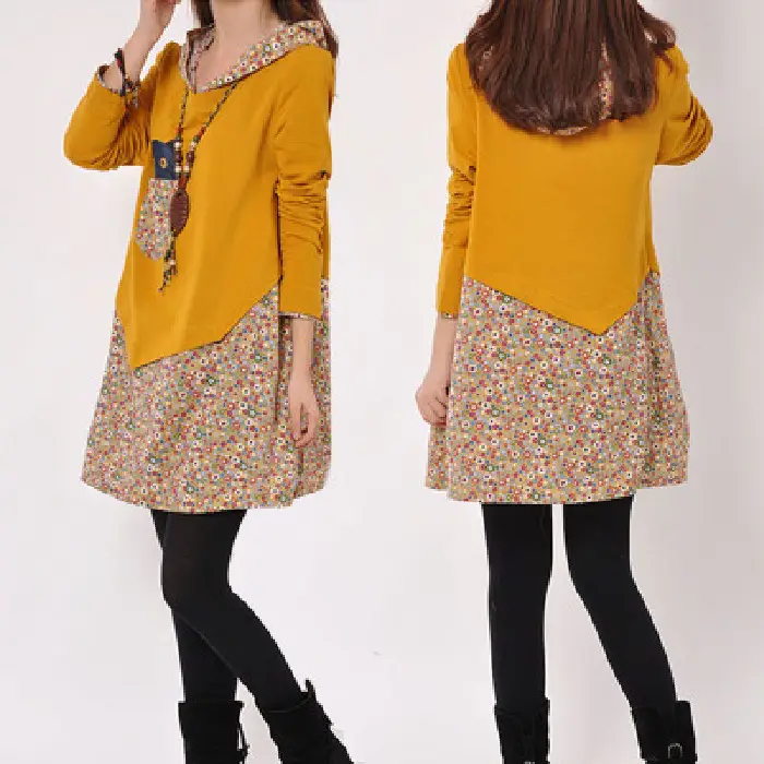 New Spring Women's Blue Floral Long Sleeve Kurta Set Large - Image 3