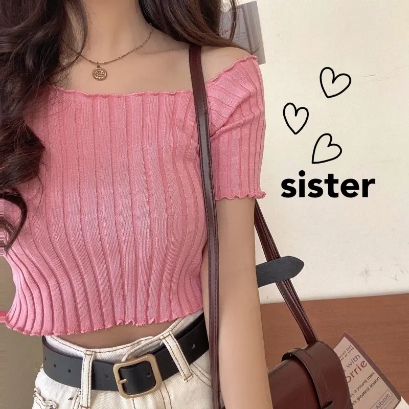 Women's One-Neck Knitted Short Sleeve T-Shirt — feature 4