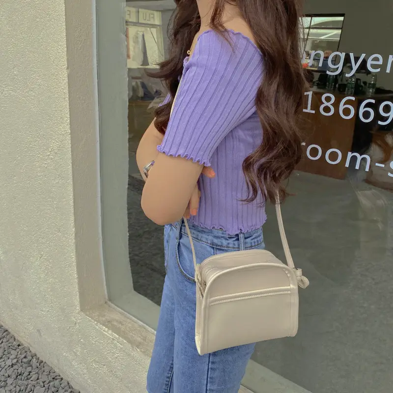 Women's One-Neck Knitted Short Sleeve T-Shirt — feature 7