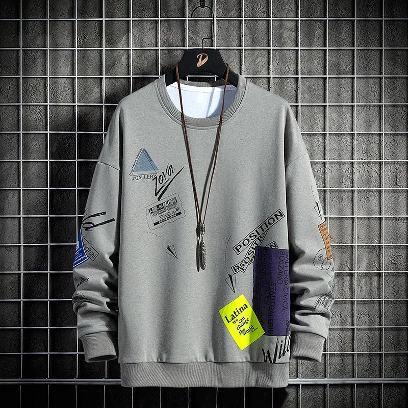 2025 Men's White Korean Style Sweatshirt with Printed Design - Image 3