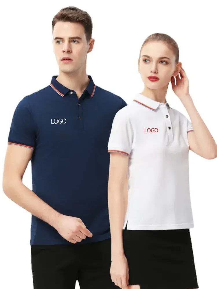Light Blue Polo Shirt with Red Trim for Women