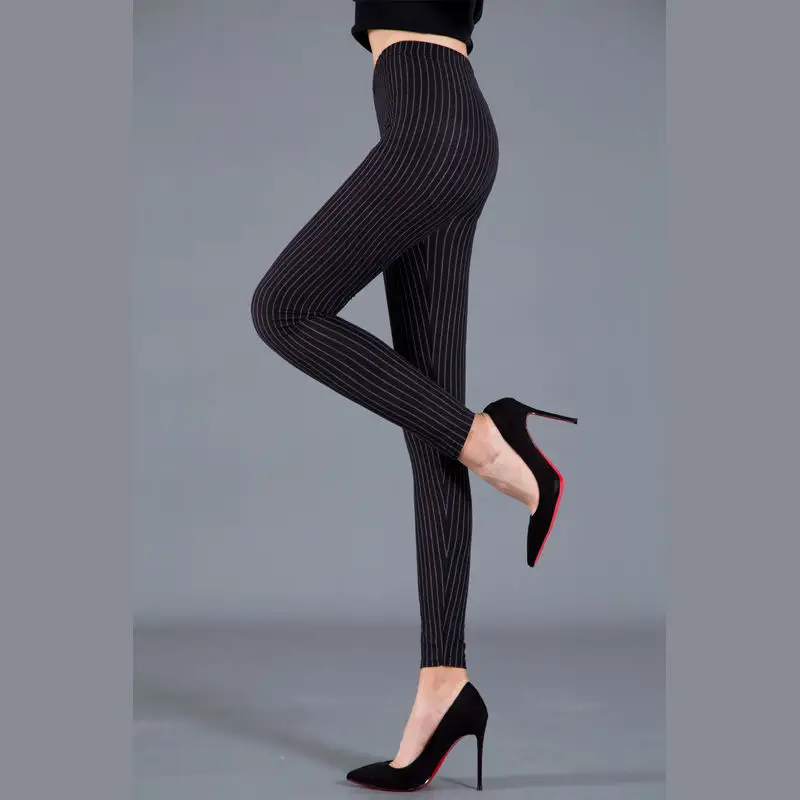 Women Striped Slimming Leggings Boot Pants Set - Image 22