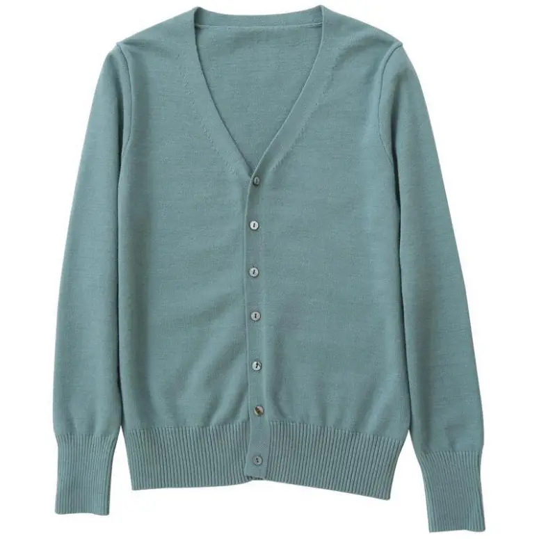 Women V-neck Knitted Cardigan Grey Large - Image 15