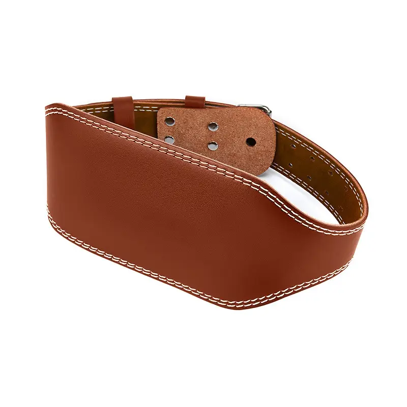 Men's Adjustable Leather Powerlifting Belt Brown