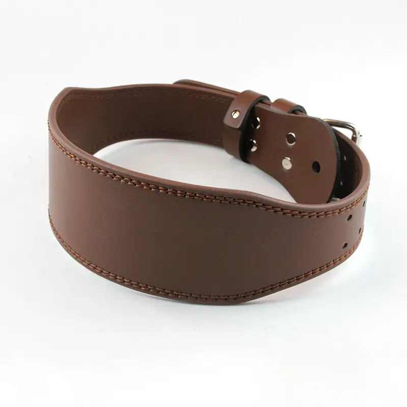 Men's Adjustable Leather Powerlifting Belt Brown