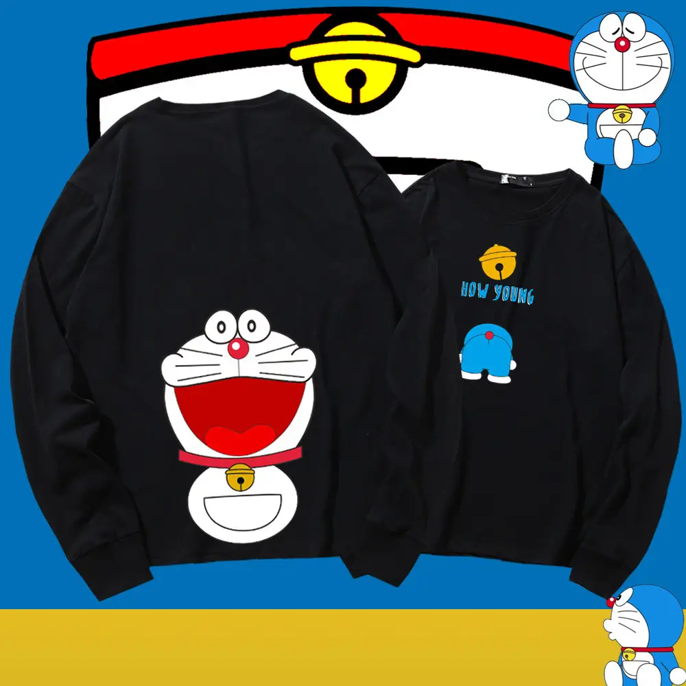Japanese Cartoon Long Sleeve T-Shirt Yellow Doraemon