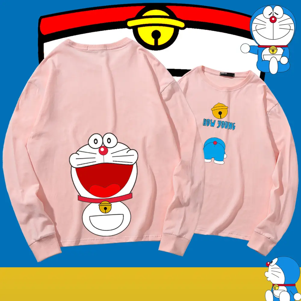 Japanese Cartoon Long Sleeve T-Shirt Yellow Doraemon