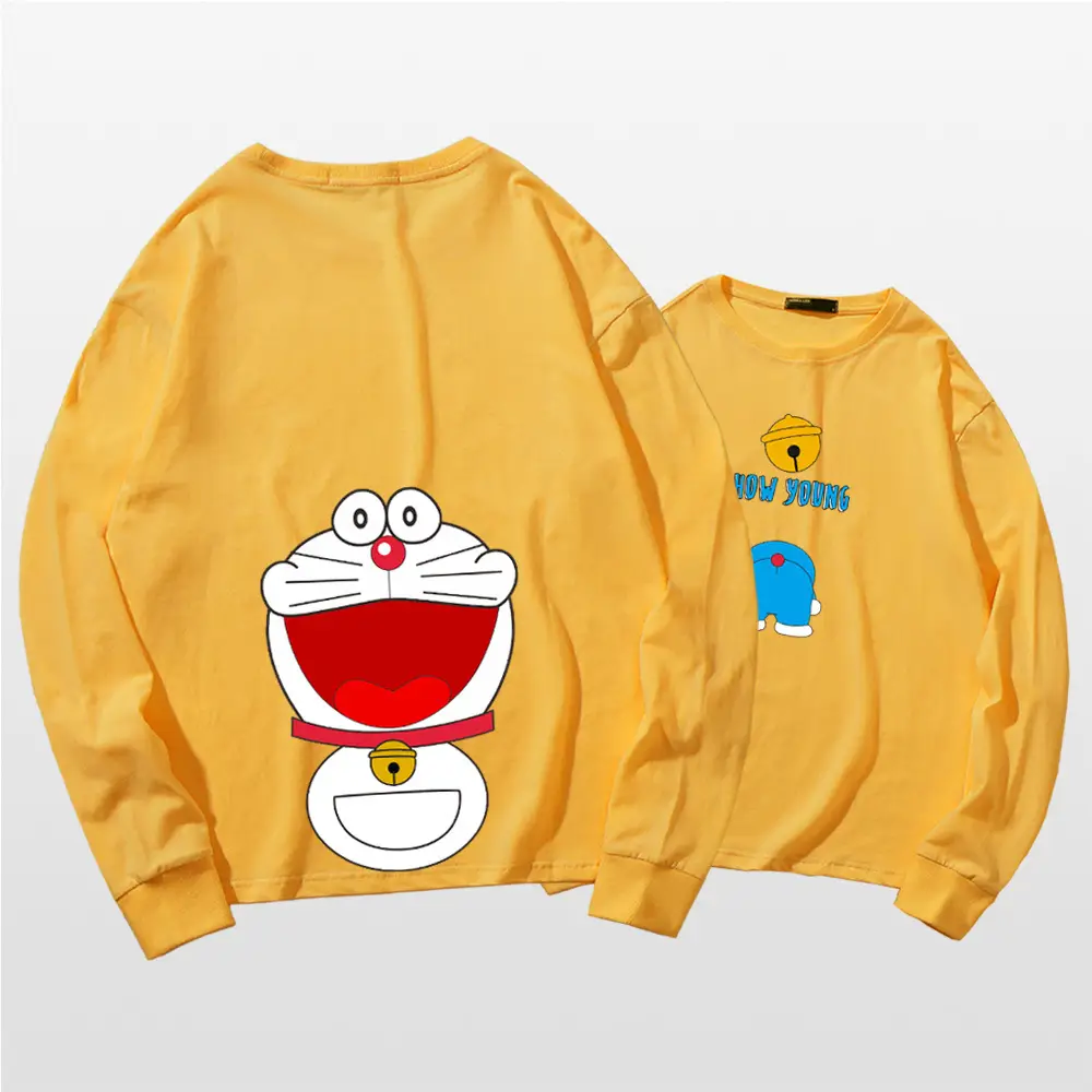Japanese Cartoon Long Sleeve T-Shirt Yellow Doraemon