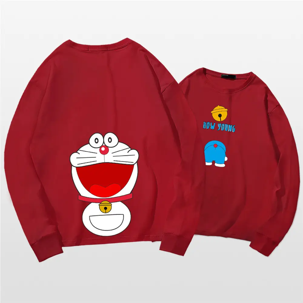 Japanese Cartoon Long Sleeve T-Shirt Yellow Doraemon