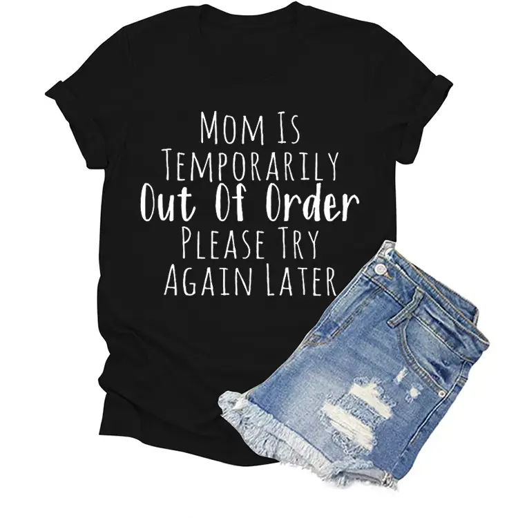 Mom is Out of Order T-Shirt Maroon Denim Shorts Set