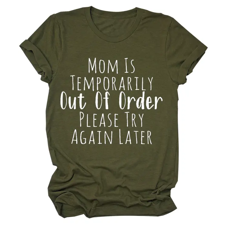 Mom is Out of Order T-Shirt Maroon Denim Shorts Set