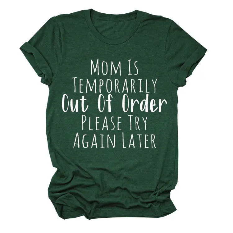 Mom is Out of Order T-Shirt Maroon Denim Shorts Set