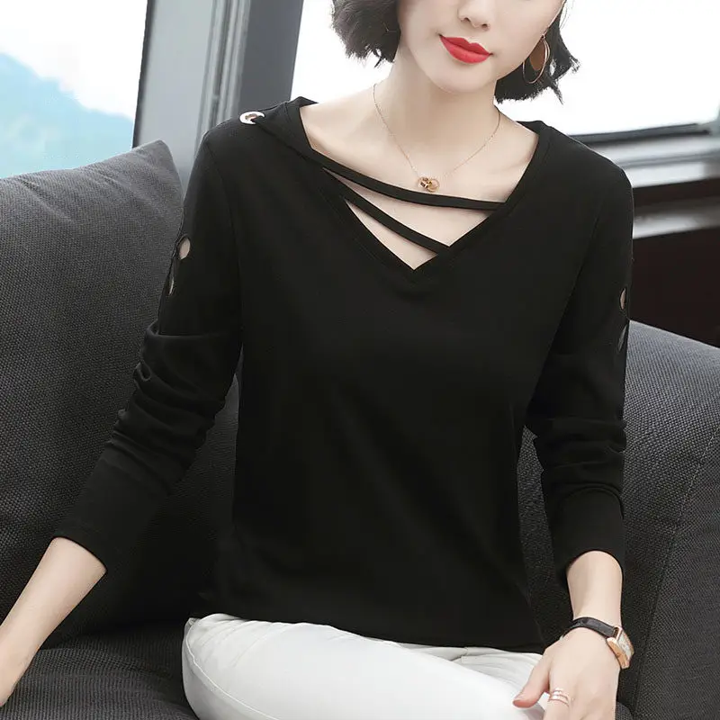 2020 Long Sleeve Women Black T-Shirt Large - Image 4