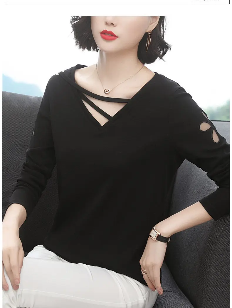 2020 Long Sleeve Women Black T-Shirt Large — feature 13
