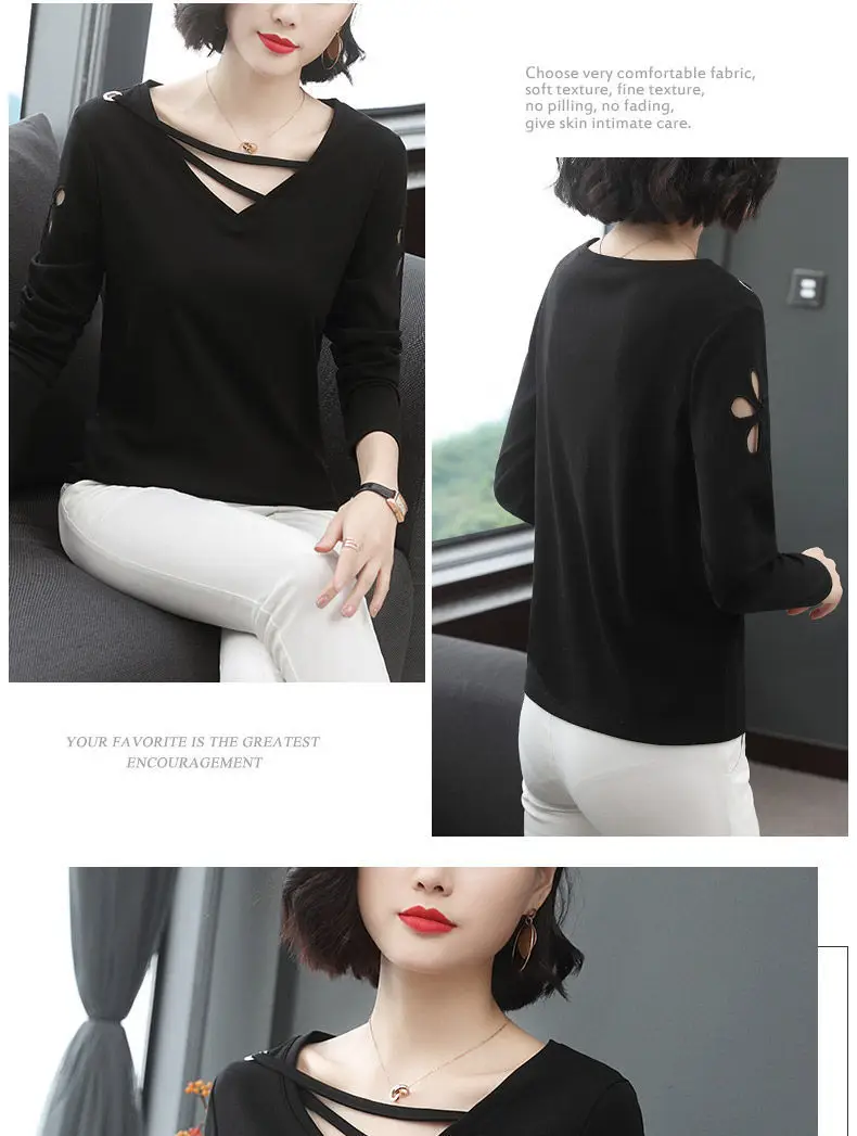 2020 Long Sleeve Women Black T-Shirt Large — feature 16