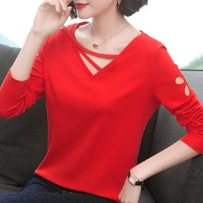 2020 Long Sleeve Women Black T-Shirt Large - Image 2