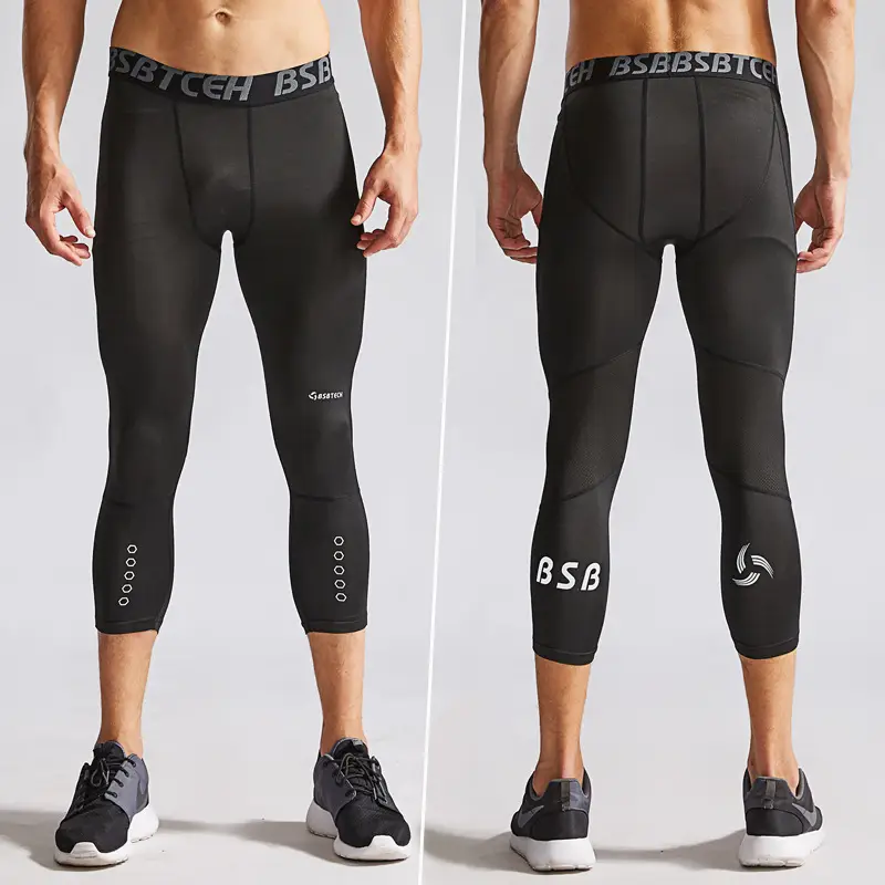 Men's Compression Fitness Pants Black Running Sports Set