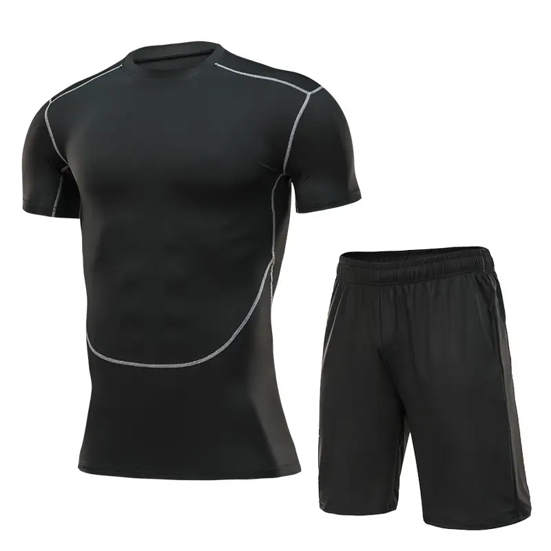 Men's Compression Fitness Pants Black Running Sports Set