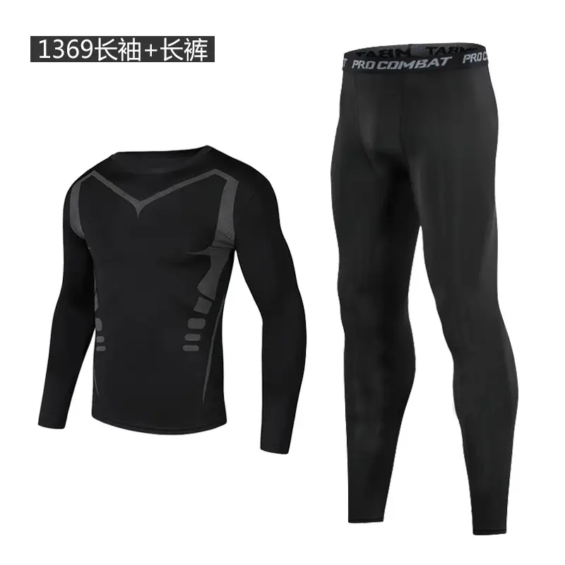 Men's Compression Fitness Pants Black Running Sports Set