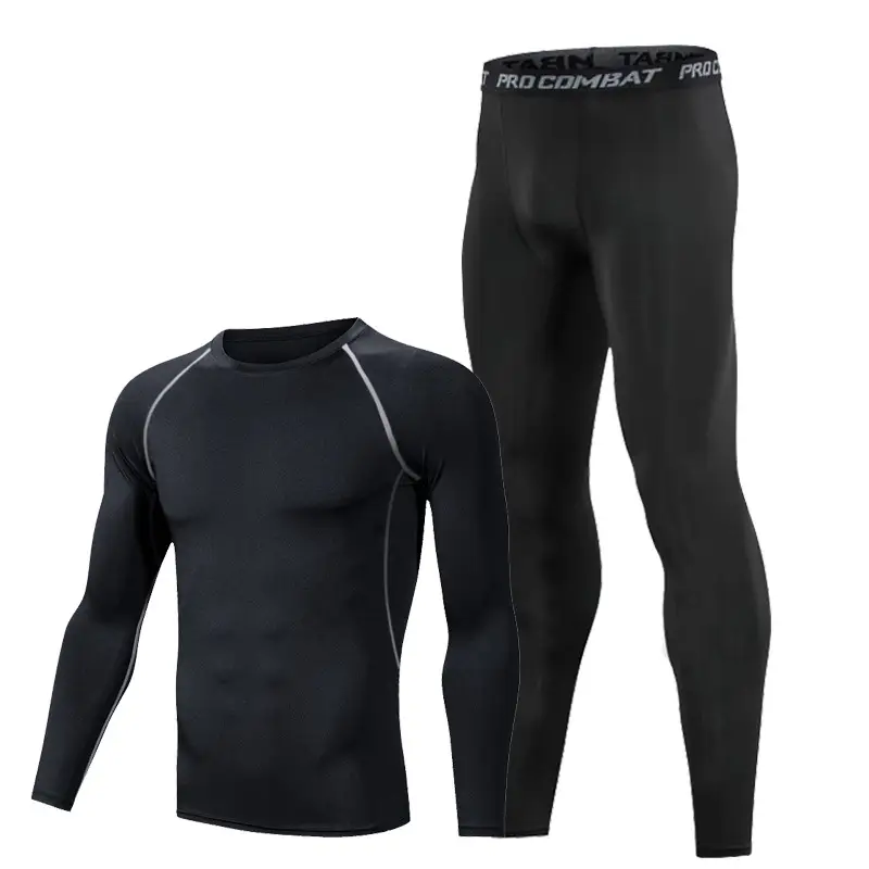 Men's Compression Fitness Pants Black Running Sports Set