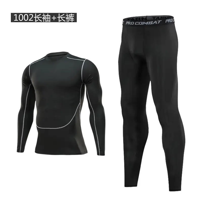 Men's Compression Fitness Pants Black Running Sports Set