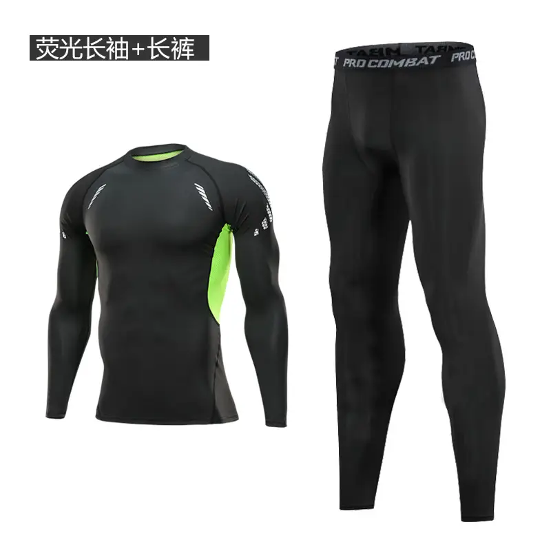 Men's Compression Fitness Pants Black Running Sports Set