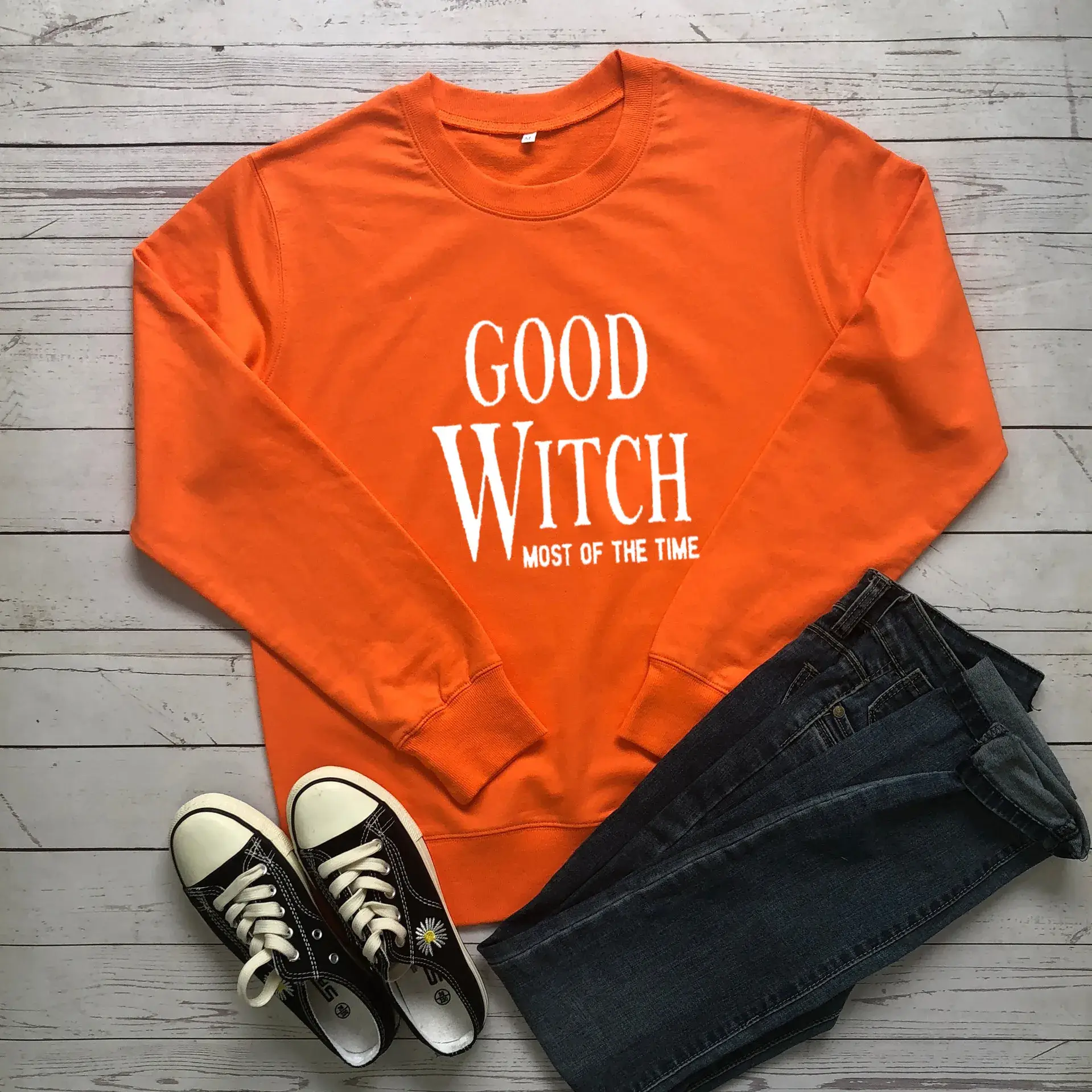 Good Witch Halloween Crewneck Sweatshirt White - Image 7