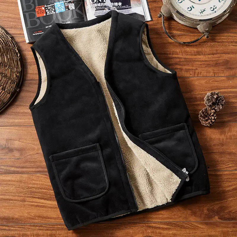 Men's Cross-Border Velvet Vest Winter Warm Waistcoat Style - Image 2