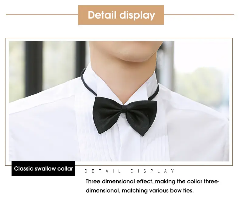 Men's White Bow Tie Long Sleeve Shirt with Red Tie — feature 12