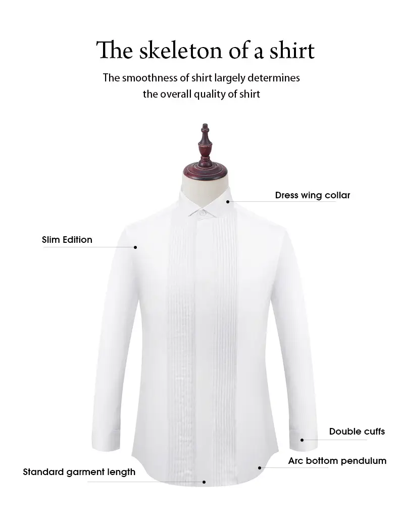 Men's White Bow Tie Long Sleeve Shirt with Red Tie — feature 7