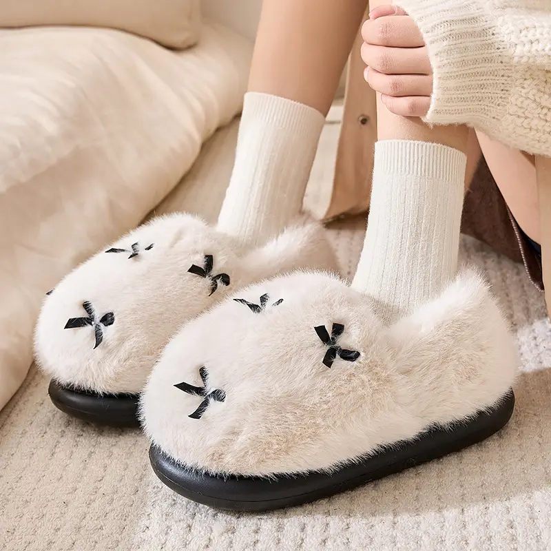 Women Winter Indoor Fur Slippers Pink