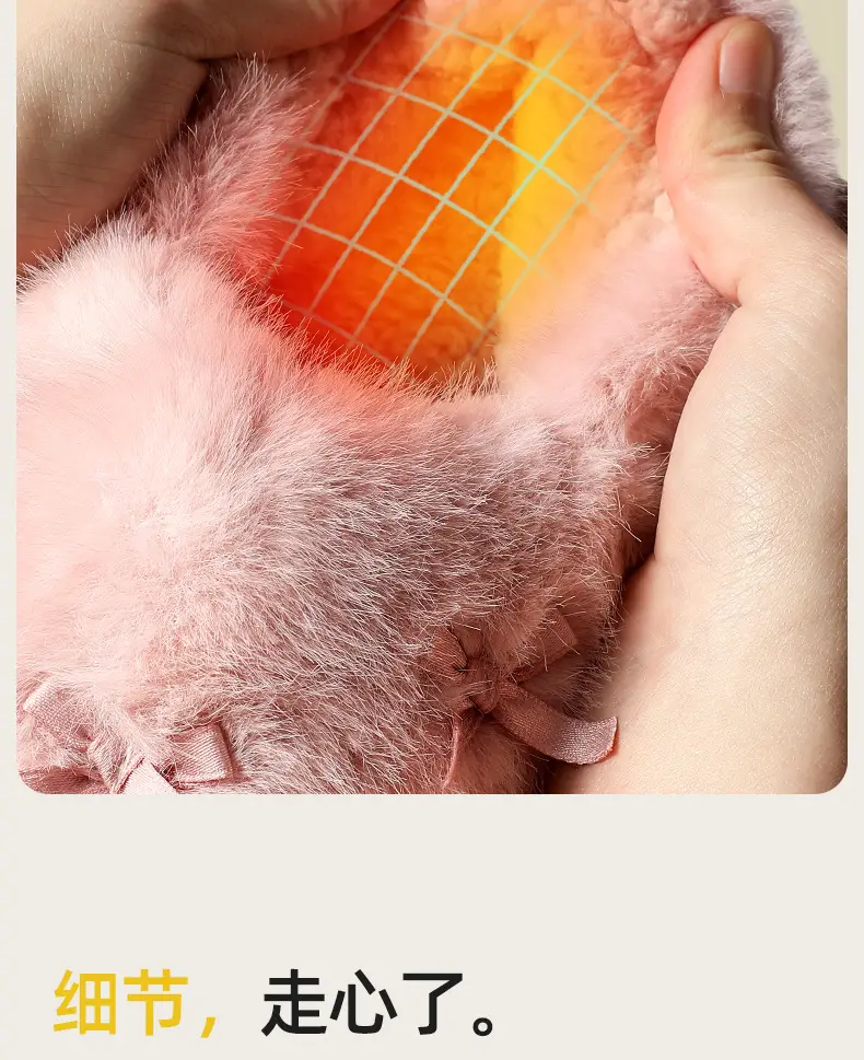 Women Winter Indoor Fur Slippers Pink — feature 11