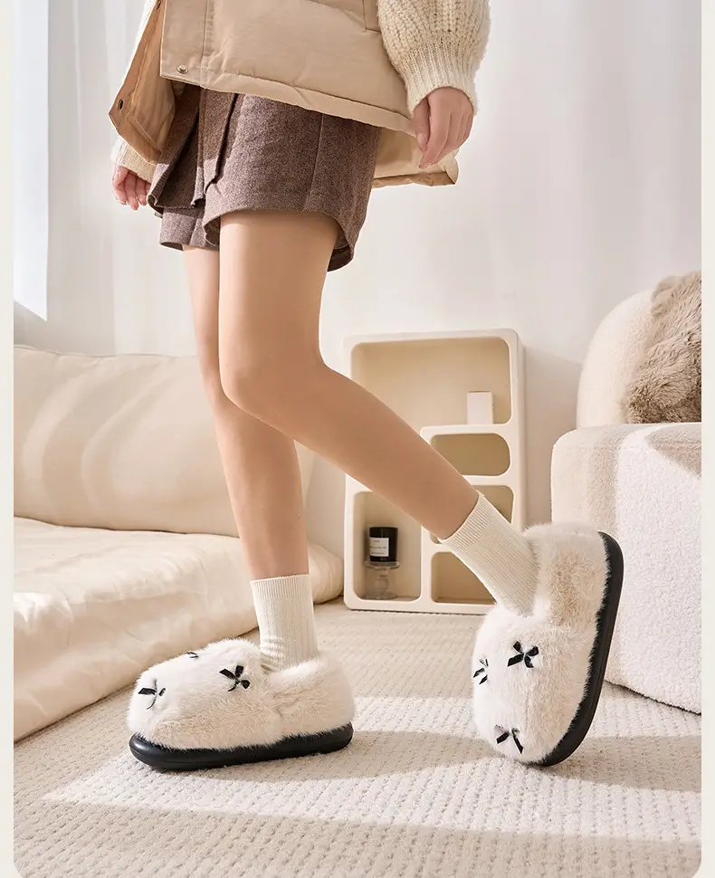 Women Winter Indoor Fur Slippers Pink — feature 20