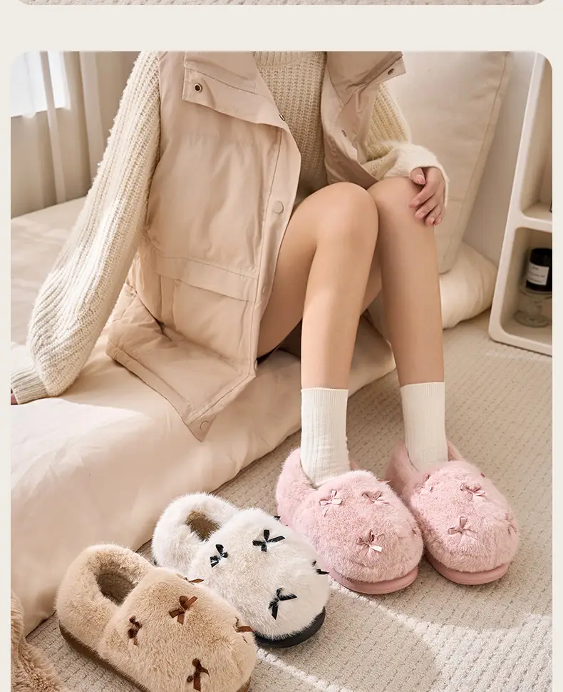 Women Winter Indoor Fur Slippers Pink — feature 21